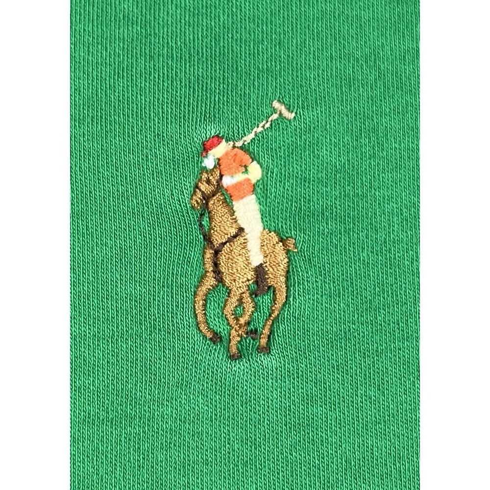 Polo Ralph Lauren Men 2XL Green Classic Fit Cotton Polo Shirt Santa Hat Pony